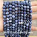 5A natural matte frosted blue veined stone round beads for DIY jewelry making - 6mm / 60 Counts / 5A Matte Natural Sodalite