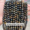 Natural 1A grade blue tiger eye round beads for DIY jewelry making - 1A Quality / 8mm (Approx 47 Pcs) / Natural Blue