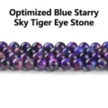 Perles rondes en œil de tigre bleu et violet ciel étoilé optimisées pour bijoux - 8mm (Environ 47 Perles) / Perles Vrac Œil de Tigre Étoilé Bleu Optimisé