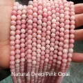 Premium natural deep pink opal round loose beads for DIY handmade jewelry crafts - 10mm (Approx 37 Beads) / Natural Deep Pink Opal