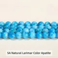 Cuentas redondas de apatita azul natural de grado 5A para la creación de joyas artesanales - 10mm (Aprox. 37 Cuentas) / Apatito Natural Color Larimar Grado 5A