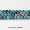 Cuentas redondas de apatita azul natural grado 1A para creación de joyas DIY - 10mm (Aprox. 37 Cuentas) / Apatito Natural Grado 1A