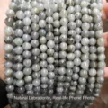 Close-up of natural grey labradorite loose round beads for DIY jewelry - 6mm (Approx 60 Beads) / Natural Labradorite