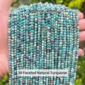 3A grade faceted natural turquoise round beads for DIY jewelry making in 4mm size - 2mm approx 180pcs / 3A Faceted Natural Turquoise Beads
