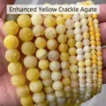 Natural yellow weathered crackle agate round beads for DIY jewelry making projects - 6mm (Approx 60 Pcs) / Yellow