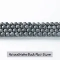 Natürliche matt-schwarze Labradorit-Rundperlen für DIY-Schmuckherstellung und Bastelarbeiten - Matte Natürliche Schwarze Labradorit