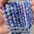 Blue weathered agate beads with frosted cracked texture for DIY jewelry making accessories - 6mm (Approx 60 Pcs) / Light Blue