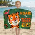 Schnelltrocknendes Mikrofaser-Strandtuch mit süßem Tigerdruck für Kinder am Strand - 80*130cm / Dunkelgrüner Tiger-Stil (STJ202622)