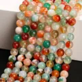 Natural green cherry blossom agate loose beads for DIY jewelry making accessories - Multi-Colored Cherry Blossom Agate (Color Enhanced) / 10mm approx 37pcs