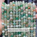 Natural green cherry blossom agate loose round beads for DIY jewelry making craft - Natural Green Cherry Blossom Agate / 10mm approx 37pcs