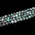 Tira de cuentas redondas de mineral de hierro verde natural para hacer joyas de DIY - 60 Unidades / Mineral de Hierro Verde Natural / Aprox. 6mm
