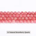 High-quality natural strawberry quartz round beads for DIY jewelry making and crafts - 10mm (Approx. 37 Pieces) / 1A Pink