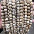 Natural matte finished picture jasper round loose beads for DIY jewelry craft making - 8mm (Approx 47 Beads) / Frosted Picture Stone