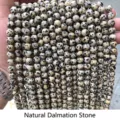 Tiras de cuentas redondas de jaspe dalmata natural para la creacion de joyas DIY - Piedra natural dálmata / Seis Milímetros / Aprox Sesenta Piezas