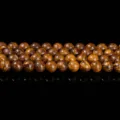 Natural brown picture stone round loose beads for DIY jewelry making and bracelet accessories - 12mm (Approx. 31 Beads) / Rubber Stone