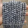 Synthetic black and white striped malachite round loose beads for DIY jewelry making - 10mm Strand (Approx 37 Pieces/Pack) / Synthetic Black and White Malachite