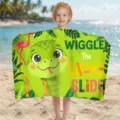 Lebendiges Mikrofaser-Strandtuch für Kinder mit buntem Cartoon-Schlangen-Print - 80*130cm / Grüner Schlangen-Stil (STJ202626)