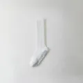 White long yoga socks for women, anti-slip pilates socks with thick towel sole for fitness. - White