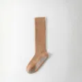 Calze da yoga lunghe donna antiscivolo fitness gambaletti spugna spessa colore beige - Marrone chiaro