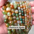 Cuentas redondas de ágata pavo real natural para crear joyas y pulseras caseras - 12mm (Aprox. 31 Pcs) / Ágata Pavo Real Optimizada