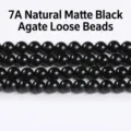 Natural 8mm matte black agate round loose beads for DIY jewelry making and crafts - 7A Grade Frosted Black Agate / 6mm (Approx 60pcs)