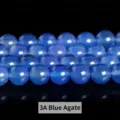 Natural 3A grade blue agate round loose beads for DIY handmade jewelry and accessory making - 3A Level / 4mm (Approx 90pcs) / Blue