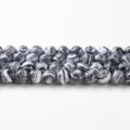 Cuentas de ágata malaquita redondas a rayas blancas y negras de 8 mm para joyería artesanal - 6mm (Aprox. 60 Pcs) / Blanco y Negro Sintético