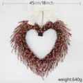 Handmade Valentine's Day heart wreath with pink buds and white ribbon bow decoration - Pink And White Valentine Heart Wreath / Pink