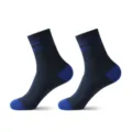 Men's athletic mid-tube socks breathable cotton blue striped casual sports running socks - Navy Blue