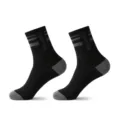 Men's athletic mid-tube socks in black with grey heels and stripes for running sports. - Black