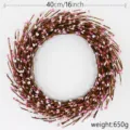 40cm pink and white berry wreath with decorative twig base for Valentine's Day decor - Pink And White Round Wreath / Pink
