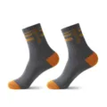 Grey athletic crew socks with orange heels, toes and stripes for men running sports wear. - Iron Grey