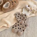 Women's autumn winter polka dot mid tube socks warm cashmere casual versatile long socks - One Size / Khaki