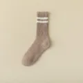 Men's Winter Thickened Striped Loop Socks Warm Mid-Tube Sports Thermal Casual Socks - Camel