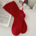 Red wool thick warm mid-tube socks, cozy winter daily wear essential fashion items. - Solid Color