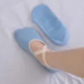Non-slip yoga socks with delicate lace straps for women, perfect for pilates fitness. - One Size (35-39) / Creamy Blue