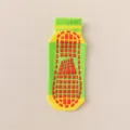 Non-slip grip socks for kids and adults, green and yellow trampoline indoor fitness socks. - S / Green