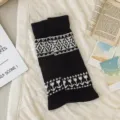 Winter gebreide beenwarmers zwart wit noors patroon thermische laars manchet gezellig - Eén maat / Zwart