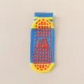 Non-slip trampoline socks with grippy rubber soles for kids and adults indoor yoga use. - S / Blue