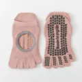 Non-slip five toe yoga socks for women, breathable cotton open arch pilates fitness socks. - One Size / Pink