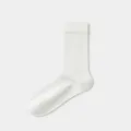 Women's pure white mid-calf silk socks, breathable summer thin comfort crew socks daily wear - One Size / White