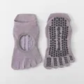Women five toe yoga socks light purple anti slip pilates grip socks with arch cutout - One Size / Purple