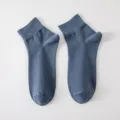 Men solid color short socks breathable casual cotton dress socks comfortable daily basic pair - One Size / Blue