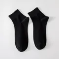 Men's solid black cotton short socks, breathable thin business casual socks, versatile style. - One Size / Black