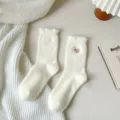 Winter thick fluffy fleece cute bear embroidered warm mid-calf cozy socks for women apparel - One Size - EU 34-41 / Rabbit