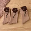 Braune Plüsch Bär Mittelsocken, Herbst Winter kuschelige weiche Damen Socken aus Federgarn. - Blume