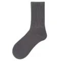 Grey ribbed crew socks for women, breathable cotton fashion daily wear, spring autumn style. - One Size / Gray