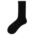 Black ribbed mid-calf socks for women, comfortable breathable casual daily wear fashion sock. - One Size / Black