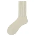 Comfortable women's ribbed mid-tube socks in solid beige, ideal for spring and autumn. - One Size / Beige