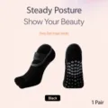 Black five toe yoga socks with anti-slip grip soles, professional pilates socks for women. - Black